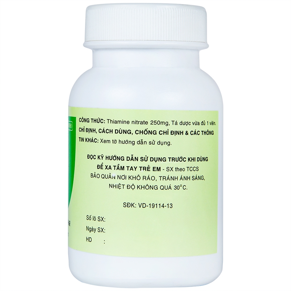 Hình ảnh Thuốc Vitamin B1 250mg Mekophar điều trị bệnh do thiếu hụt Vitamin B1 (100 viên)
