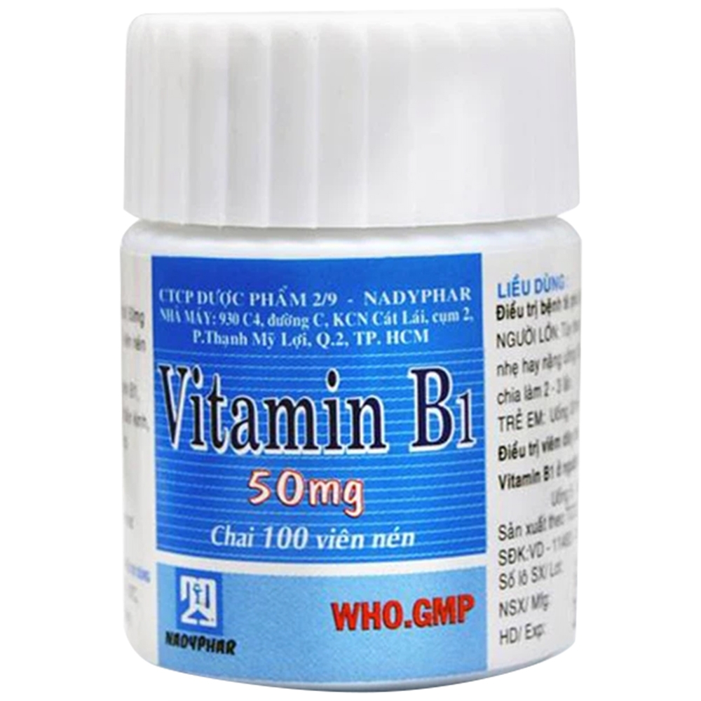 Hình ảnh Thuốc Vitamin B1 50mg Nadyphar điều trị các bệnh thiếu Vitamin B1 (100 viên)