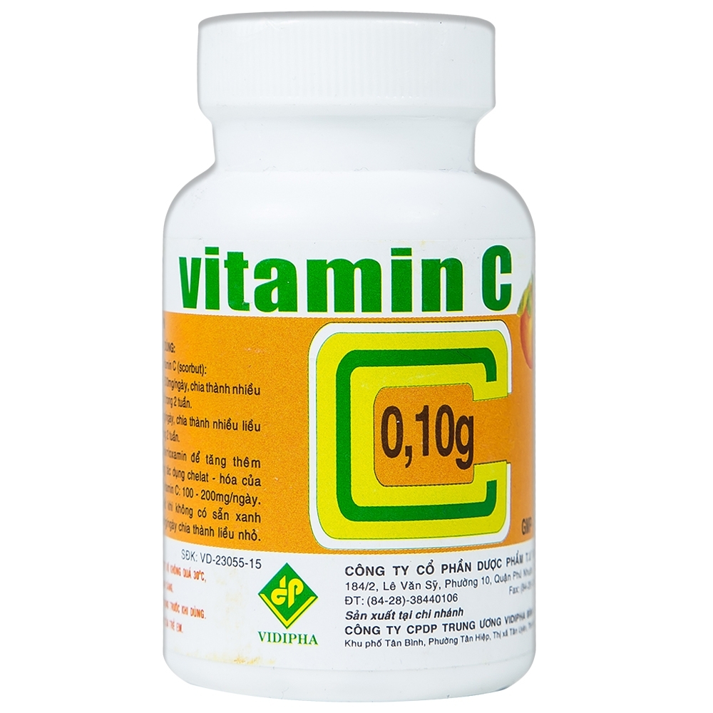 Hình ảnh Thuốc Vitamin C 0,10g Vidipha điều trị bệnh thiếu Vitamin C (200 viên)