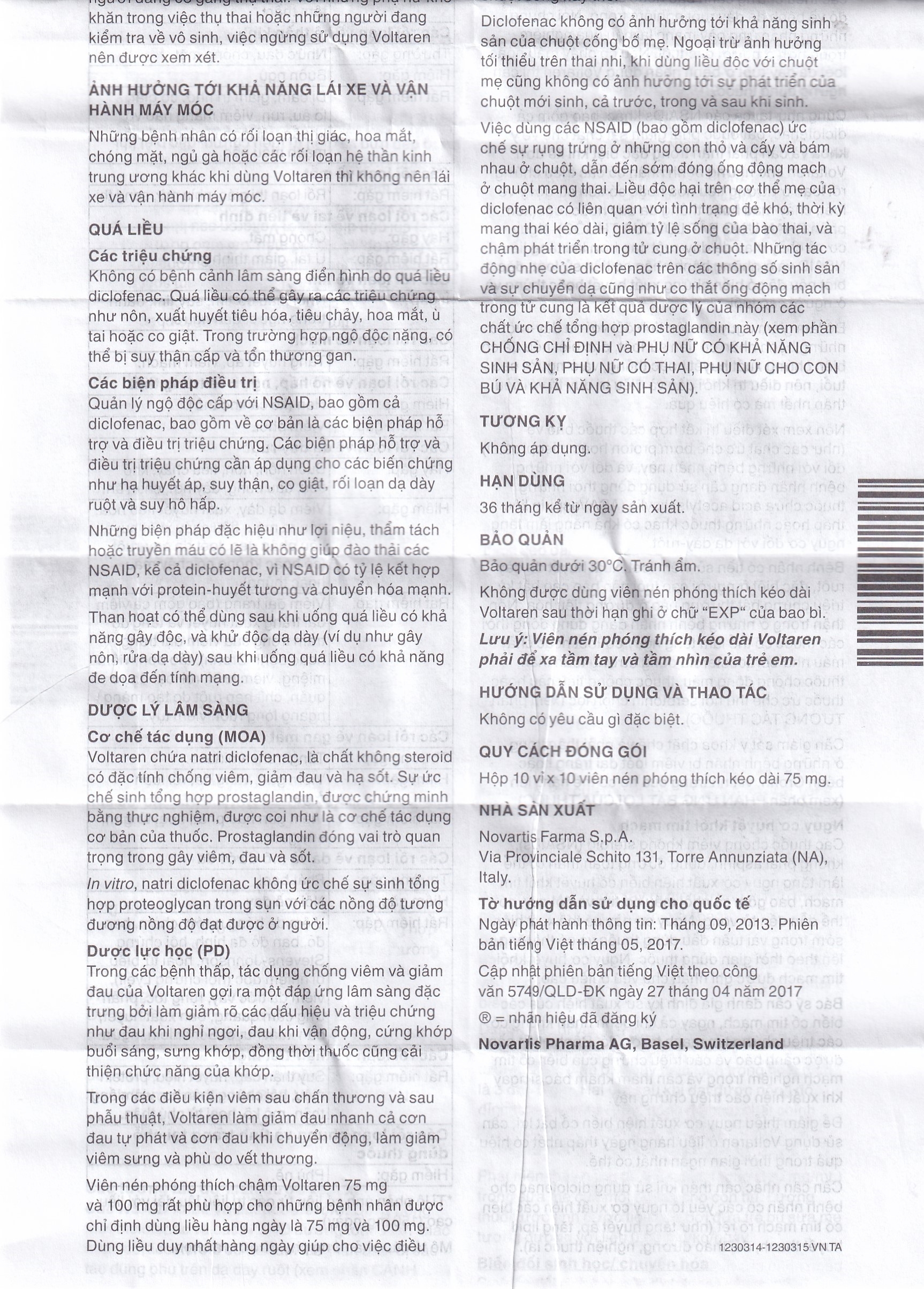 Hình ảnh Thuốc Voltaren SR 75mg Novartis điều trị viêm và thoái hóa của bệnh thấp khớp (10 vỉ x 10 viên)