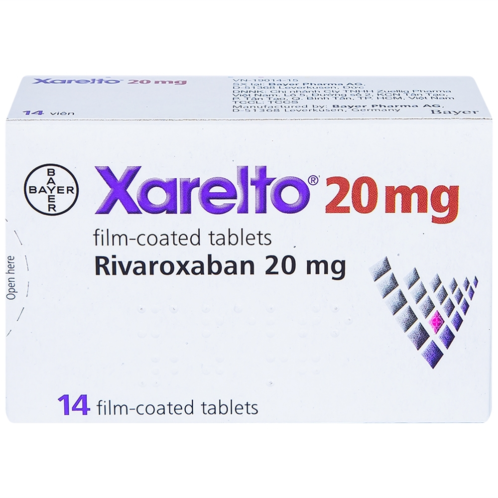Hình ảnh Thuốc Xarelto 20mg Bayer dự phòng đột quỵ và thuyên tắc mạch toàn thân (1 vỉ x 14 viên)