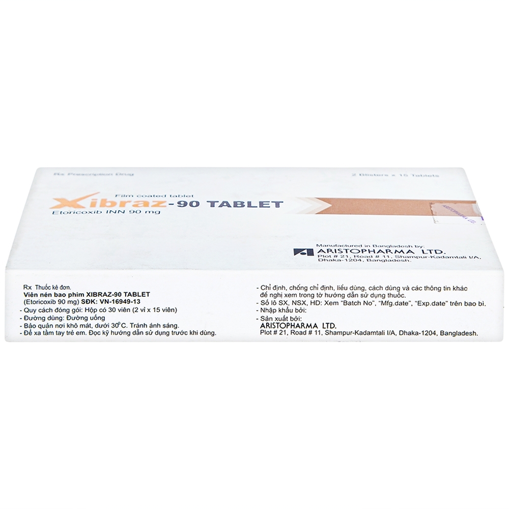 Hình ảnh Thuốc Xibraz-90 Tablet Aristopharma giảm triệu chứng thoái hóa khớp (2 vỉ x 15 viên)
