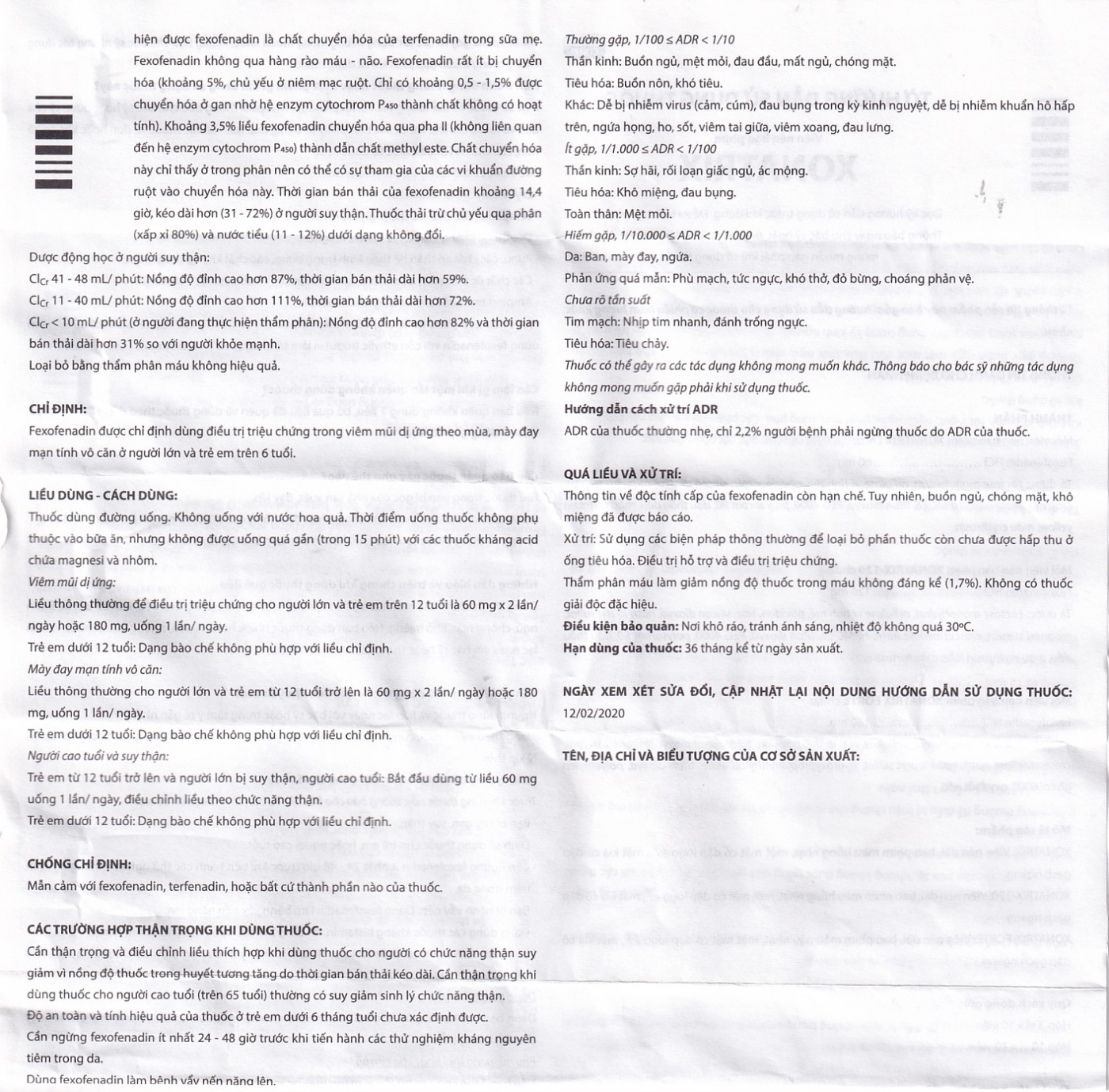 Hình ảnh Thuốc Xonatrix Forte 180mg DaviPharm điều trị triệu chứng viêm mũi dị ứng theo mùa (10 vỉ x 10 viên)