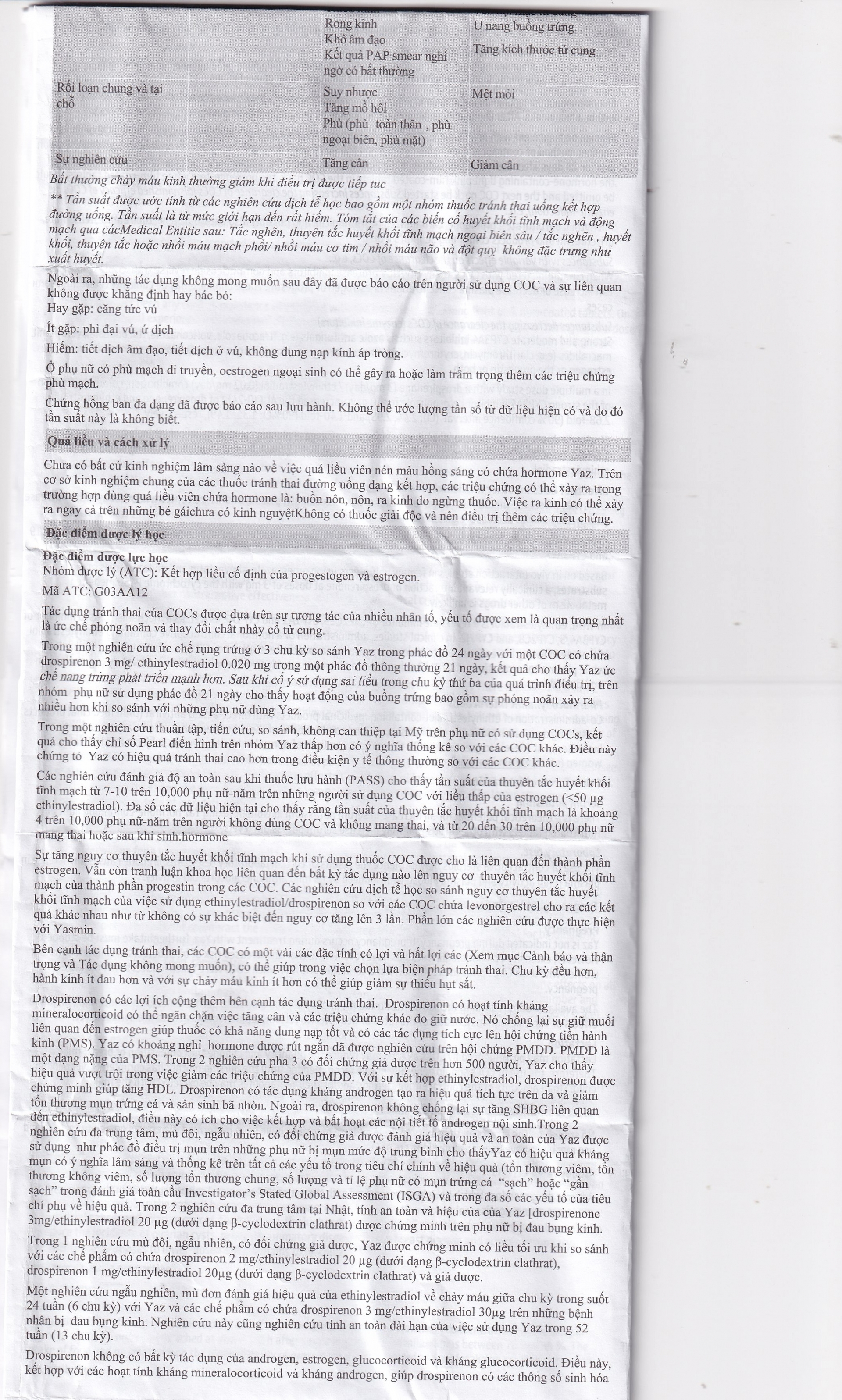 Hình ảnh Thuốc Yaz Bayer dùng tránh thai, điều trị mụn trứng cá (1 vỉ x 28 viên)