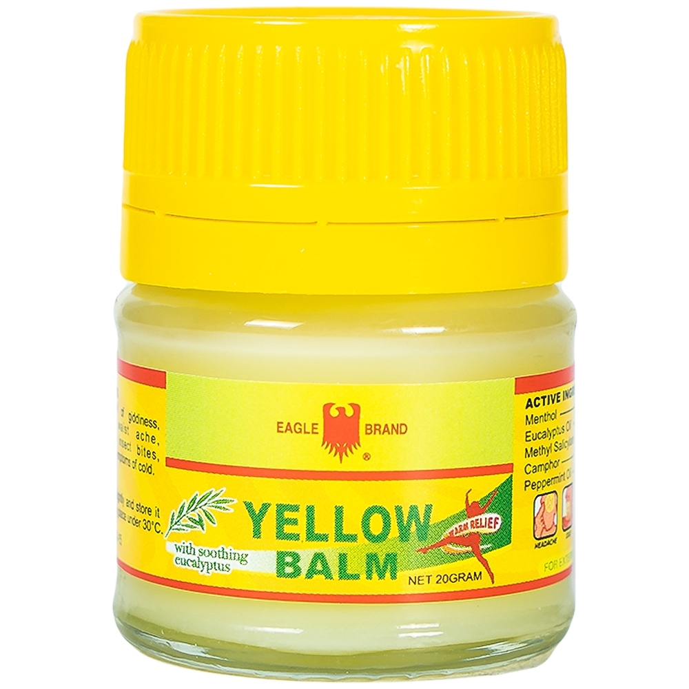 Hình ảnh Cao vàng Con Ó Eagle Brand Yellow Balm Borden giảm đau đầu, choáng váng, chóng mặt, đau lưng (12 hộp x 20g)