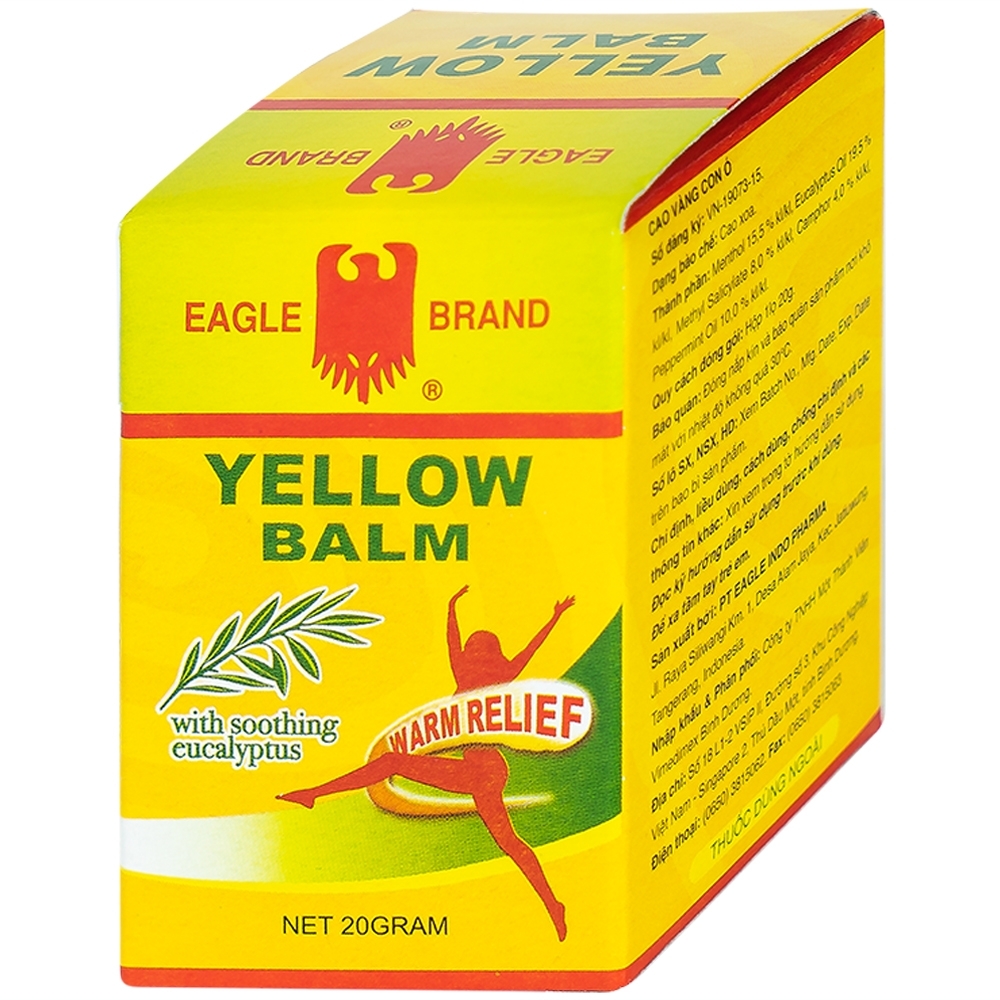 Hình ảnh Cao vàng Con Ó Eagle Brand Yellow Balm Borden giảm đau đầu, choáng váng, chóng mặt, đau lưng (12 hộp x 20g)