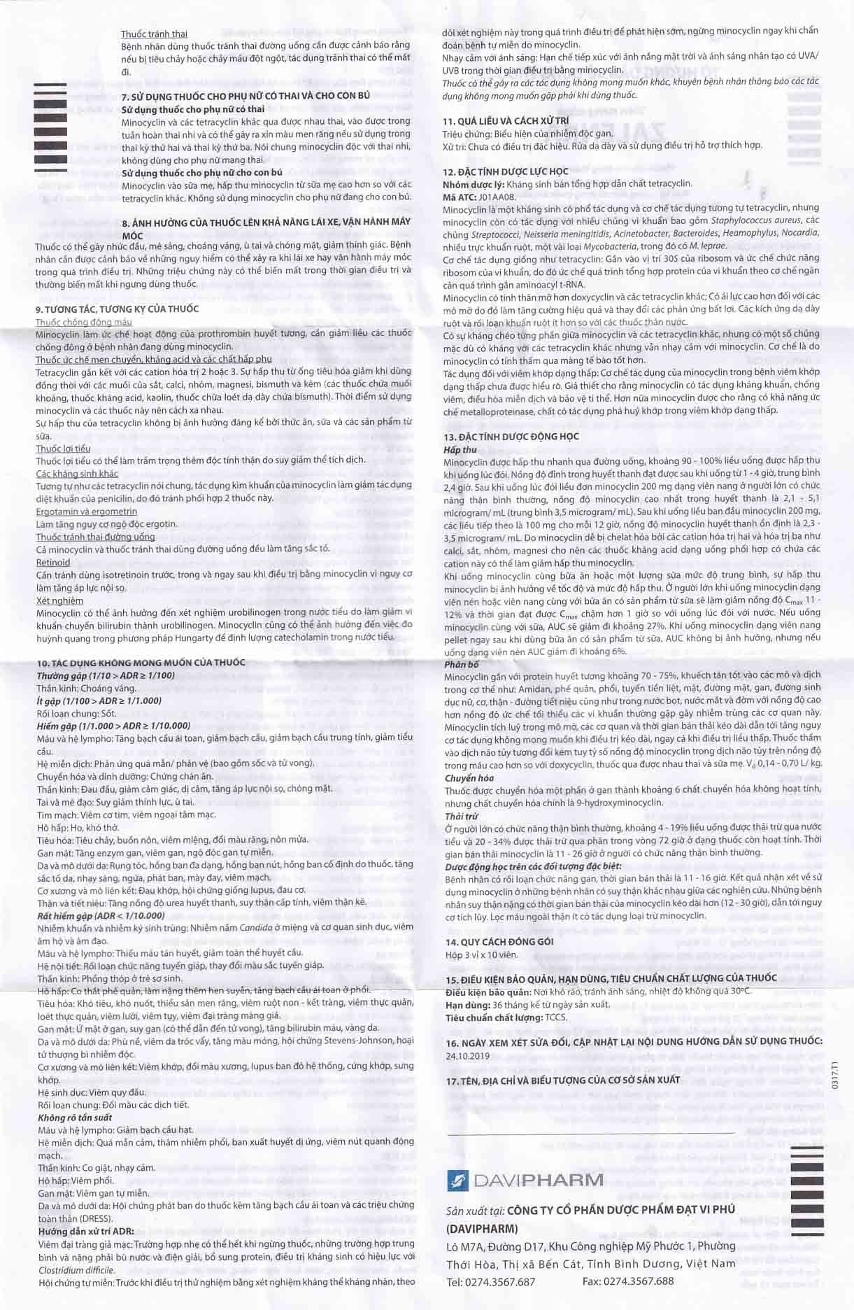 Hình ảnh Thuốc Zalenka 50mg Davi Pharm điều trị mụn trứng cá, nhiễm trùng da và mô mềm (3 vỉ x 10 viên)