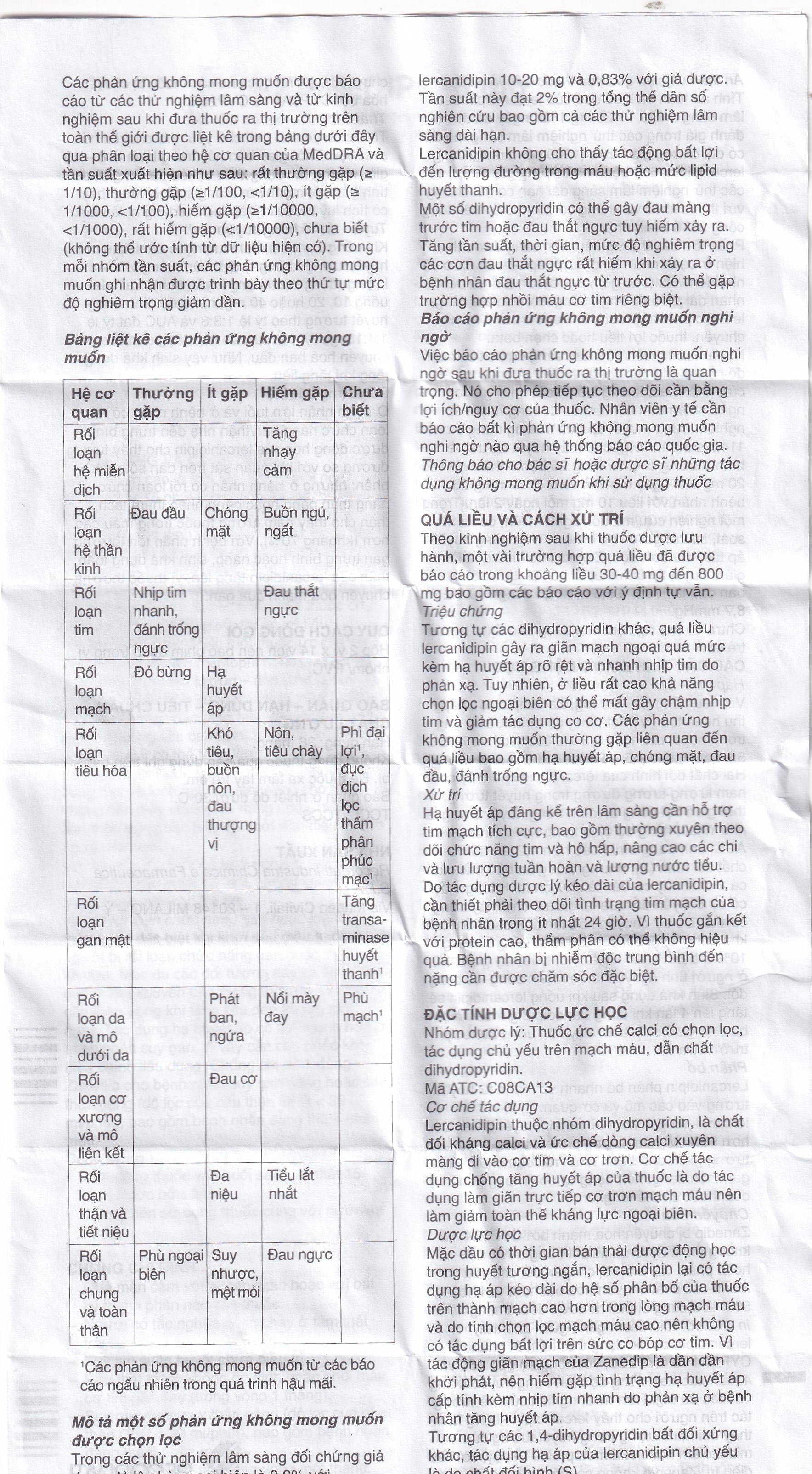 Hình ảnh Thuốc Zanedip 10mg Recordati điều trị tăng huyết áp vô căn (2 vỉ x 14 viên)