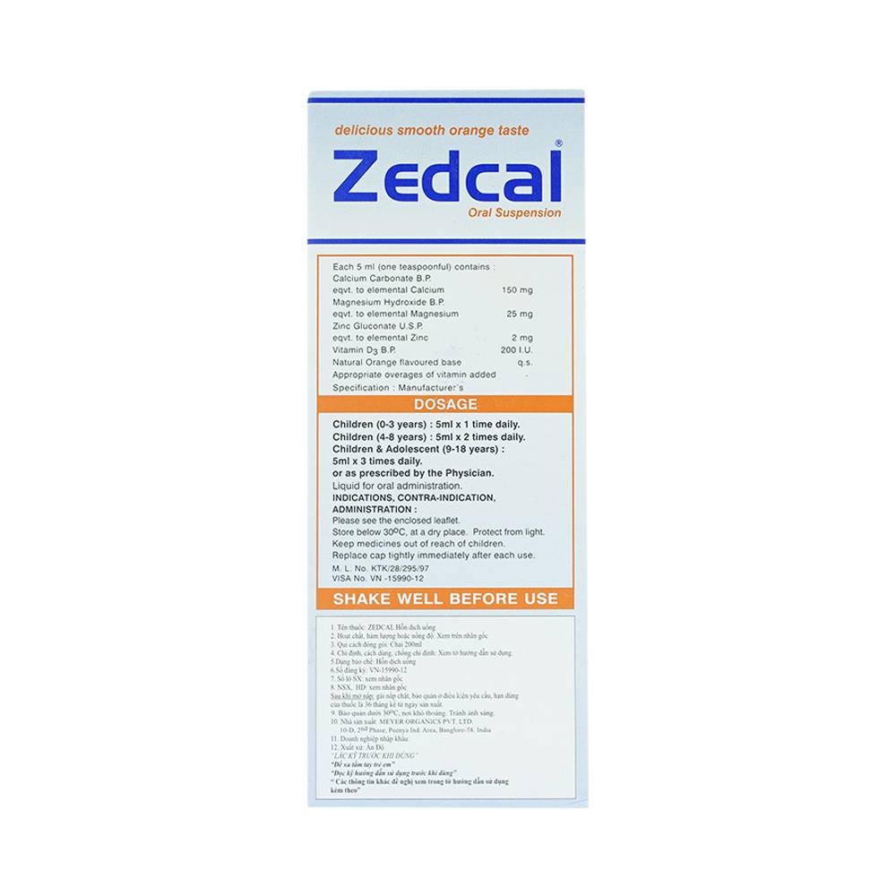 Hình ảnh Siro Zedcal Meyer bổ sung Canxi và thiếu hụt Vitamin D3 (200ml)