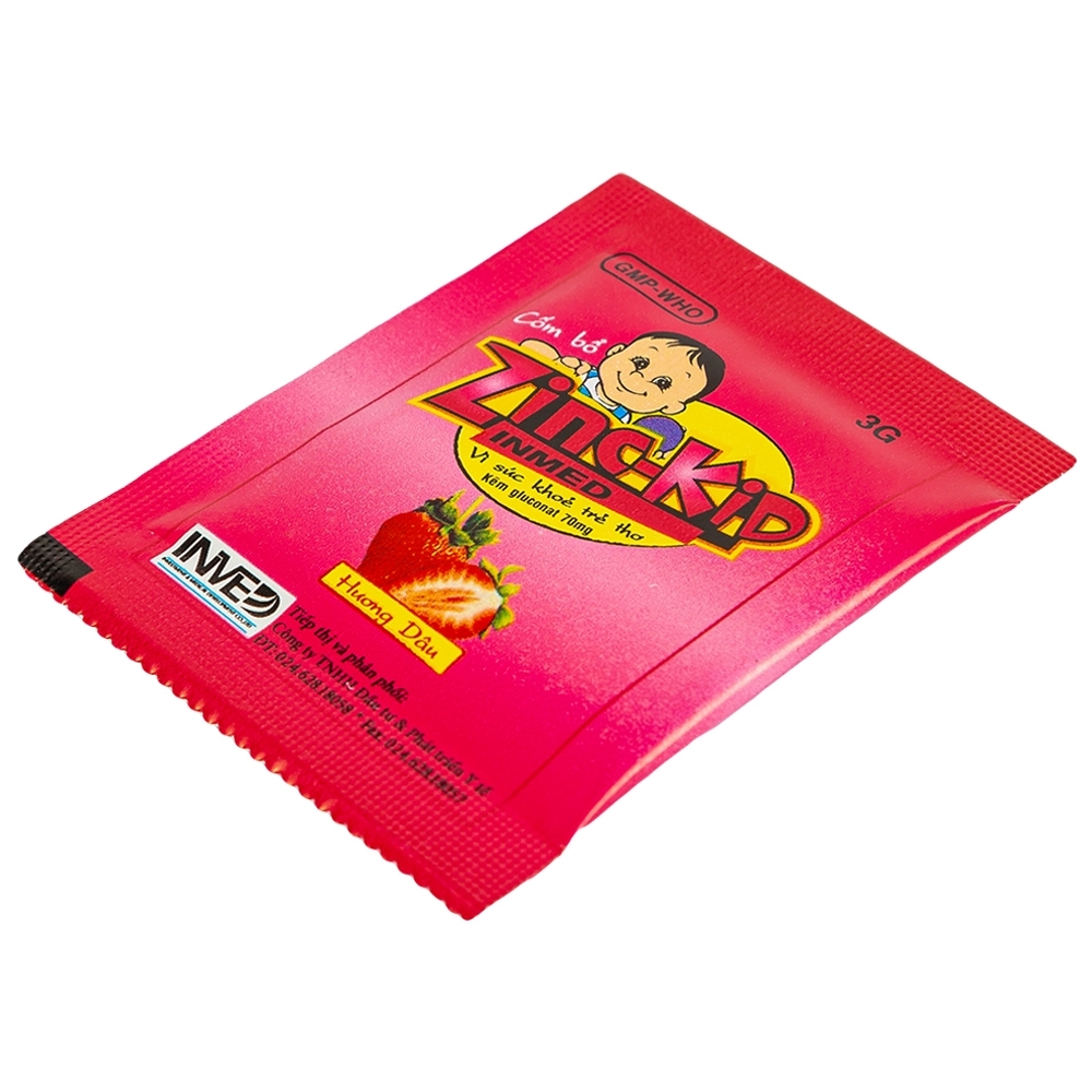 Hình ảnh Cốm bổ Zinc-Kid Inmed Nam Hà hương dâu, bổ sung kẽm cho trẻ em (25 gói x 3g)