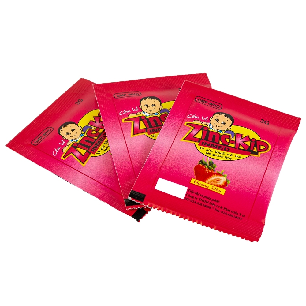 Hình ảnh Cốm bổ Zinc-Kid Inmed Nam Hà hương dâu, bổ sung kẽm cho trẻ em (25 gói x 3g)