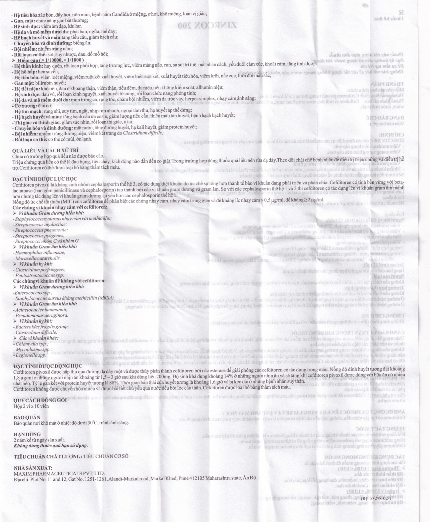 Hình ảnh Thuốc Zinecox 200 Maxim điều trị viêm amidan, viêm họng cấp (2 vỉ x 10 viên)