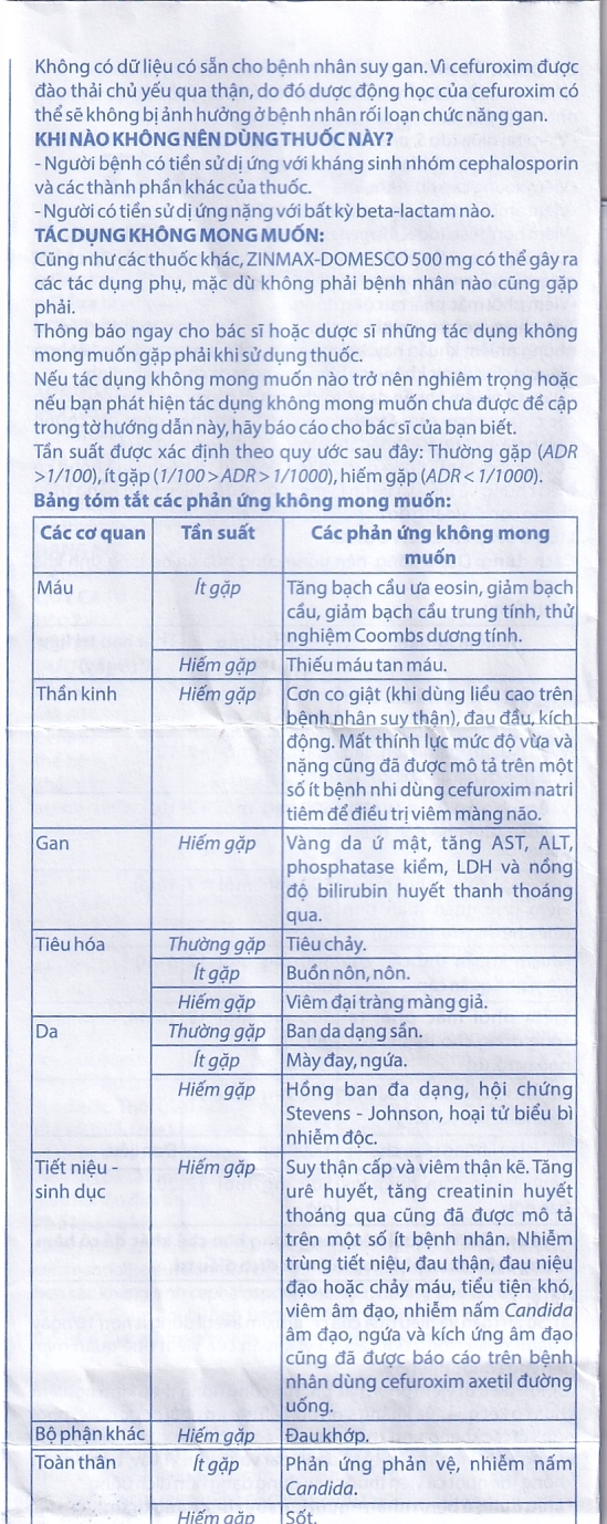Hình ảnh Thuốc Zinmax-Domesco 500mg điều trị nhiễm khuẩn da, nhiễm khuẩn đường tiết niệu (2 vỉ x 5 viên)