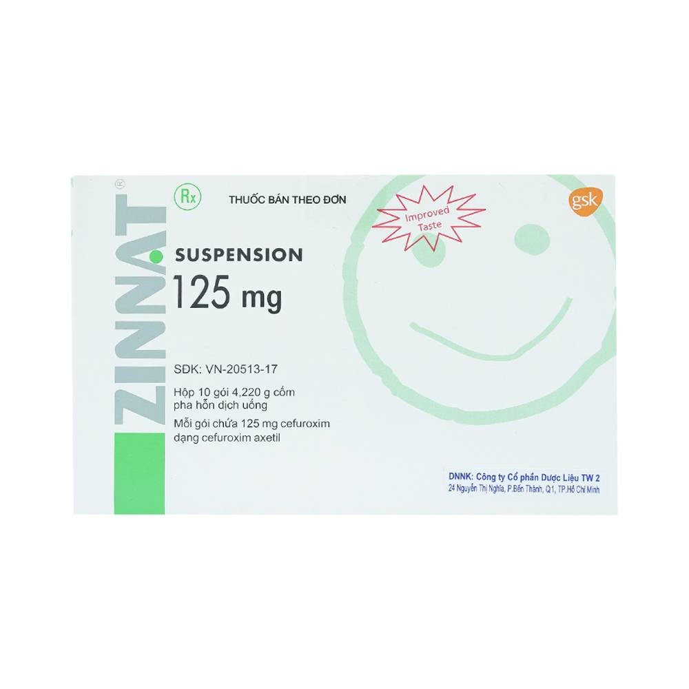 Hình ảnh Cốm pha hỗn dịch uống Zinnat Suspension 125mg GSK hỗ trợ điều trị viêm xoang, viêm amidan (10 gói)