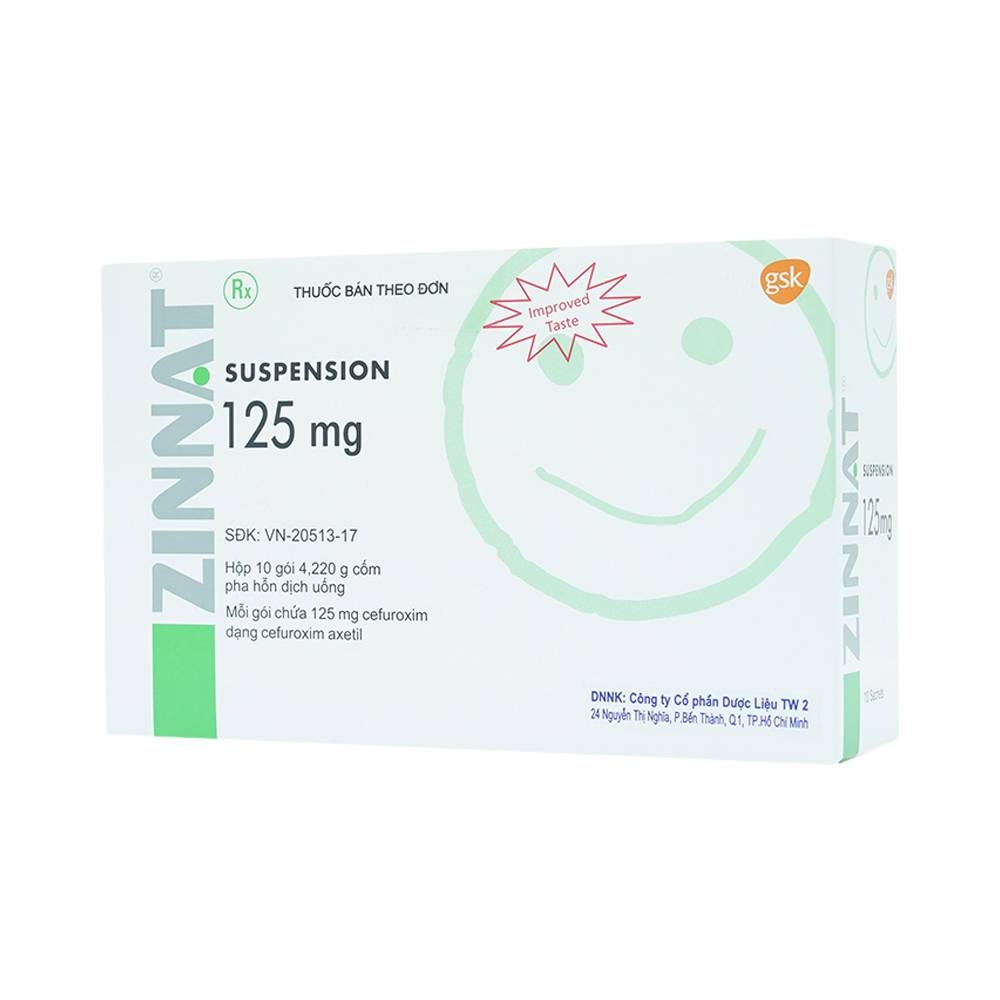 Hình ảnh Cốm pha hỗn dịch uống Zinnat Suspension 125mg GSK hỗ trợ điều trị viêm xoang, viêm amidan (10 gói)