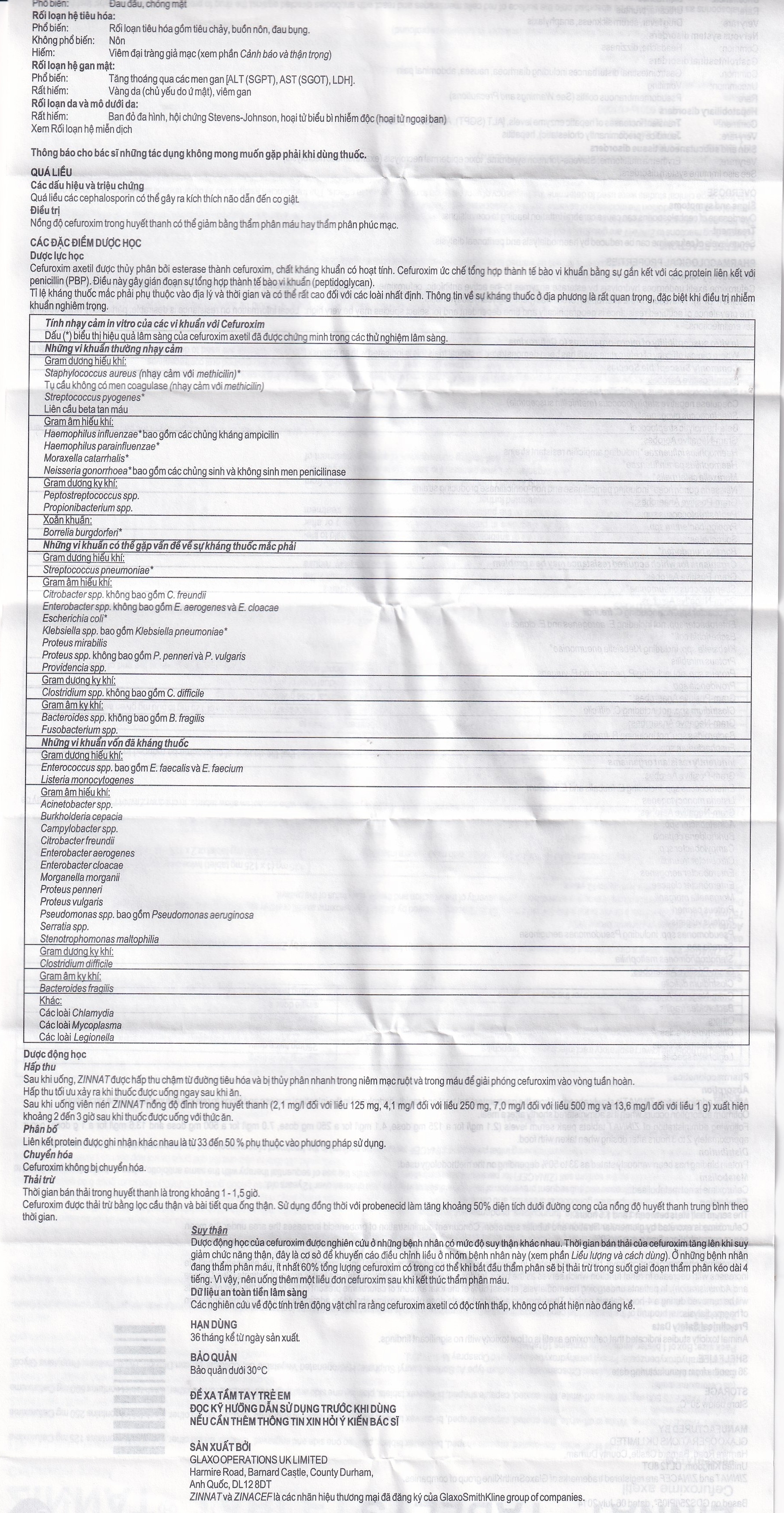 Hình ảnh Thuốc Zinnat 500mg GSK điều trị các chứng nhiễm khuẩn, viêm tai giữa, viêm xoang (1 vỉ x 10 viên)