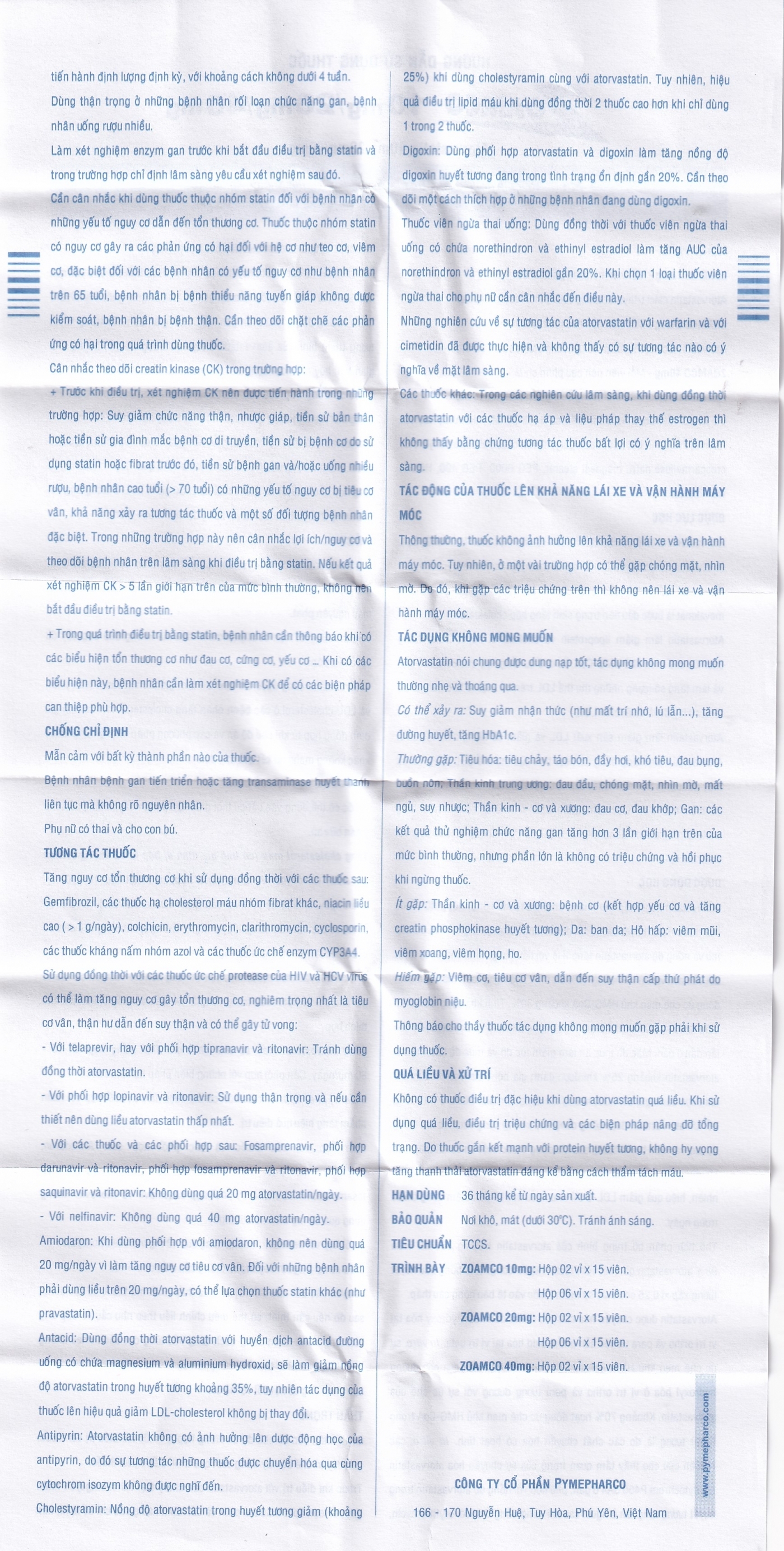 Hình ảnh Thuốc Zoamco 40 Pymepharco điều trị rối loạn lipid máu (2 vỉ x 15 viên)