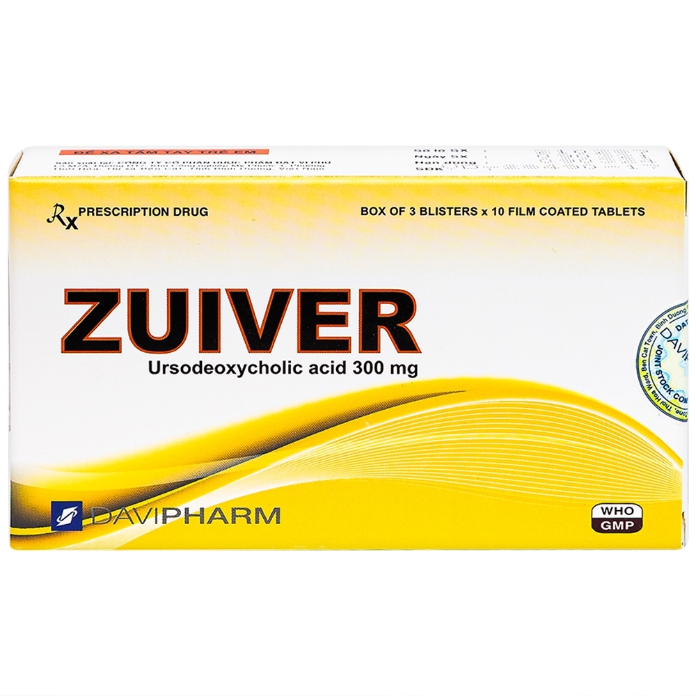 Hình ảnh Thuốc Zuiver 300mg DaviPharm làm tan sỏi giàu cholesterol, điều trị sơ gan (3 vỉ x 10 viên)