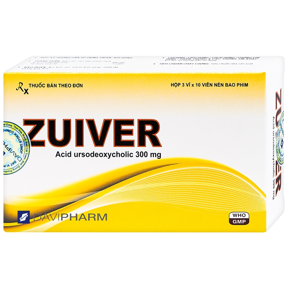 Hình ảnh Thuốc Zuiver 300mg DaviPharm làm tan sỏi giàu cholesterol, điều trị sơ gan (3 vỉ x 10 viên)