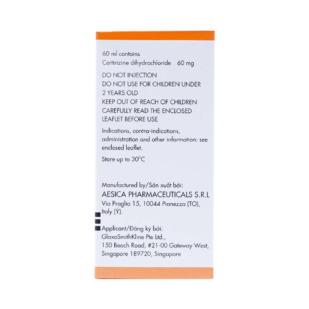 Hình ảnh Dung dịch uống Zyrtec GSK giảm viêm mũi dị ứng, mày đay tự phát, mạn tính (60ml)