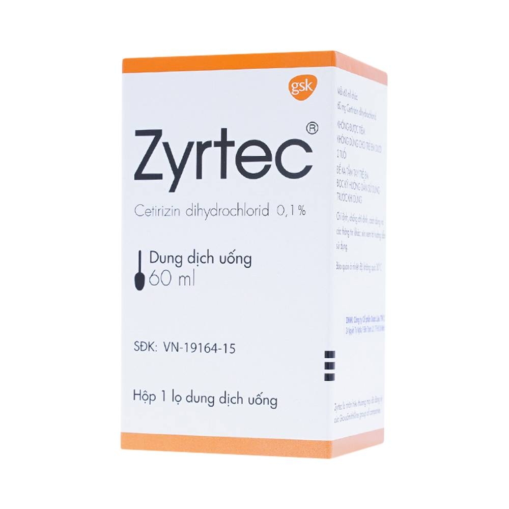 Hình ảnh Dung dịch uống Zyrtec GSK giảm viêm mũi dị ứng, mày đay tự phát, mạn tính (60ml)