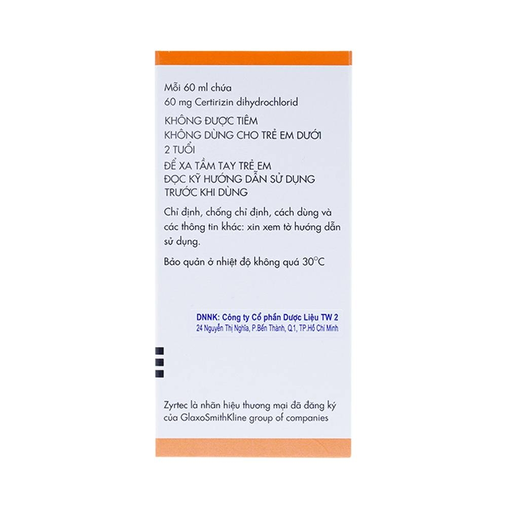 Hình ảnh Dung dịch uống Zyrtec GSK giảm viêm mũi dị ứng, mày đay tự phát, mạn tính (60ml)