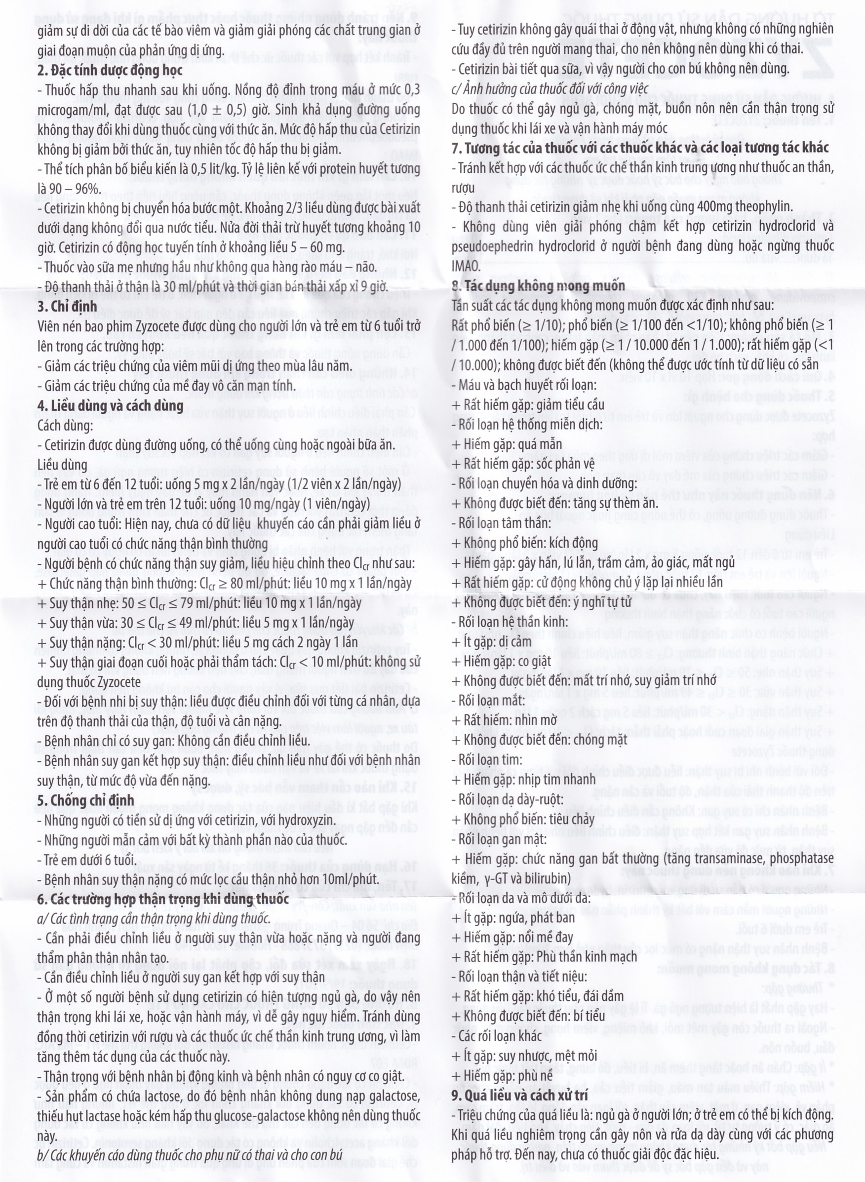 Hình ảnh Thuốc Zyzocete Thephaco giảm triệu chứng viêm mũi dị ứng, mày đay (10 vỉ x 10 viên)