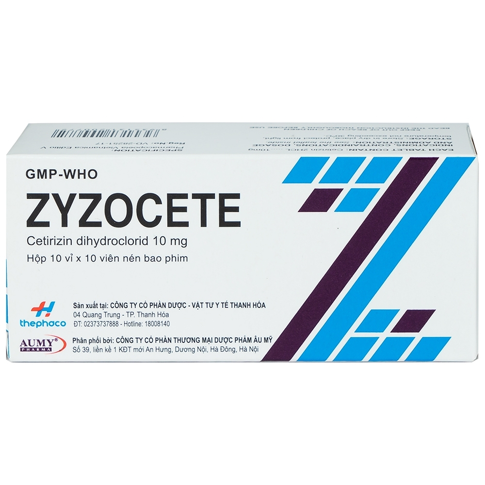 Hình ảnh Thuốc Zyzocete Thephaco giảm triệu chứng viêm mũi dị ứng, mày đay (10 vỉ x 10 viên)