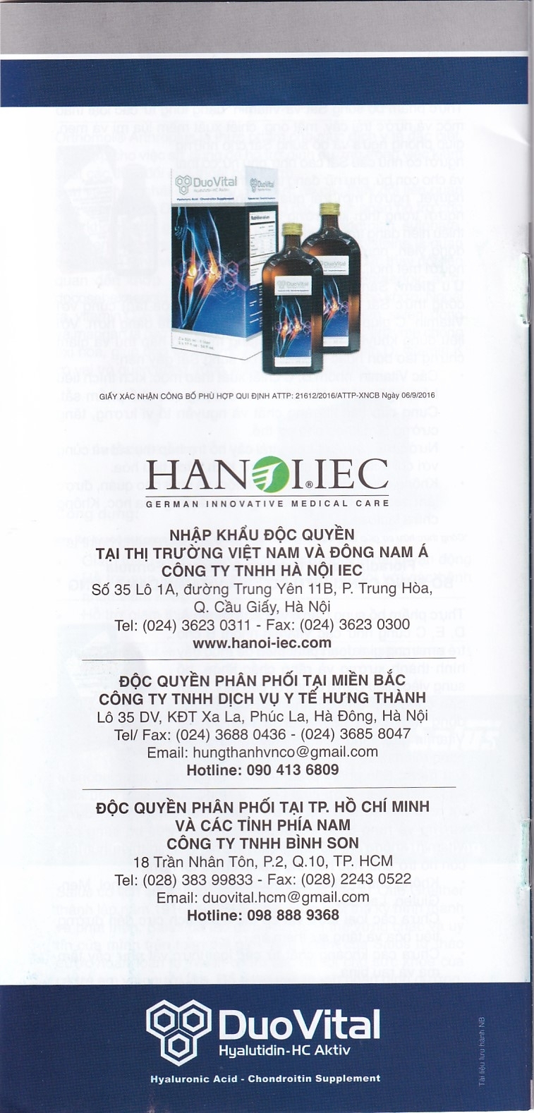 Hình ảnh Dung dịch Duo Vital 500ml Gramme Revit giảm đau nhức khớp, thoái hoá khớp