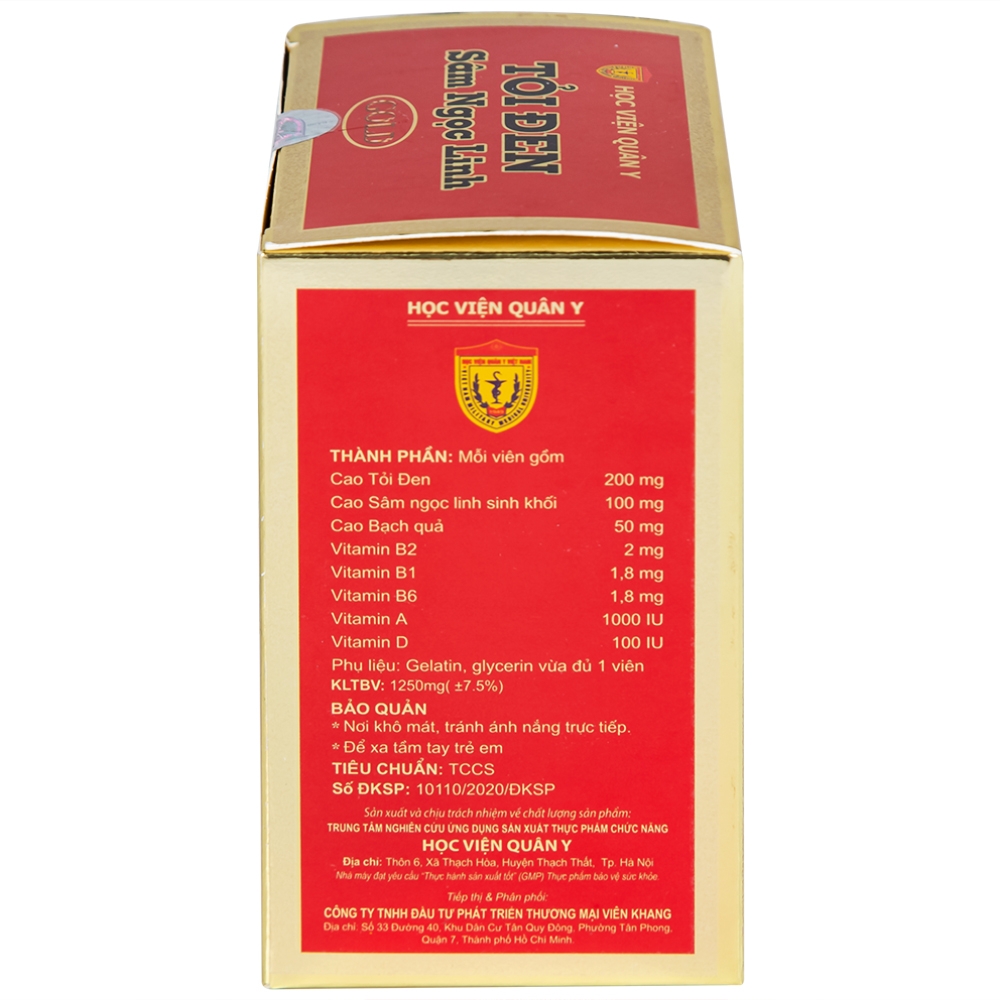 Hình ảnh Viên uống Tỏi đen Sâm Ngọc Linh Học Viện Quân Y hỗ trợ tăng cường sức khỏe, chống oxy hóa (60 viên)