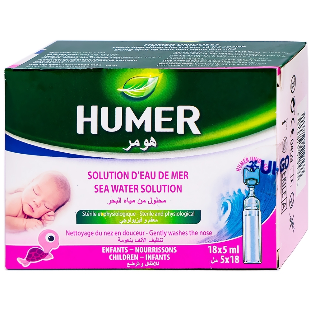 Hình ảnh Dung dịch vệ sinh mũi Humer Urgo hỗ trợ vệ sinh mũi trong các bệnh tai mũi họng (18 ống x 5ml)