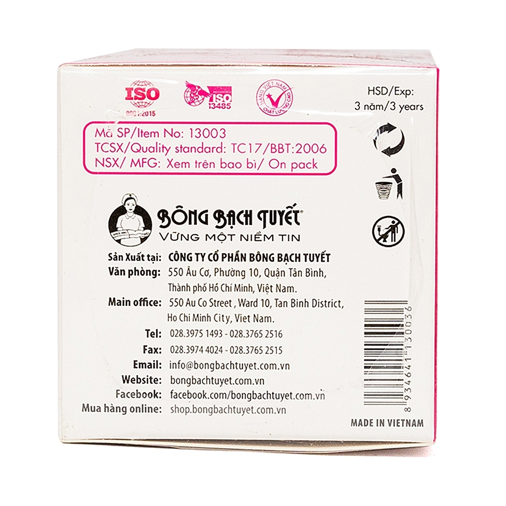 Hình ảnh Bông tẩy trang Merilynn Bạch Tuyết mịn, thấm hút tốt, dễ dàng tách lớp (60 miếng)