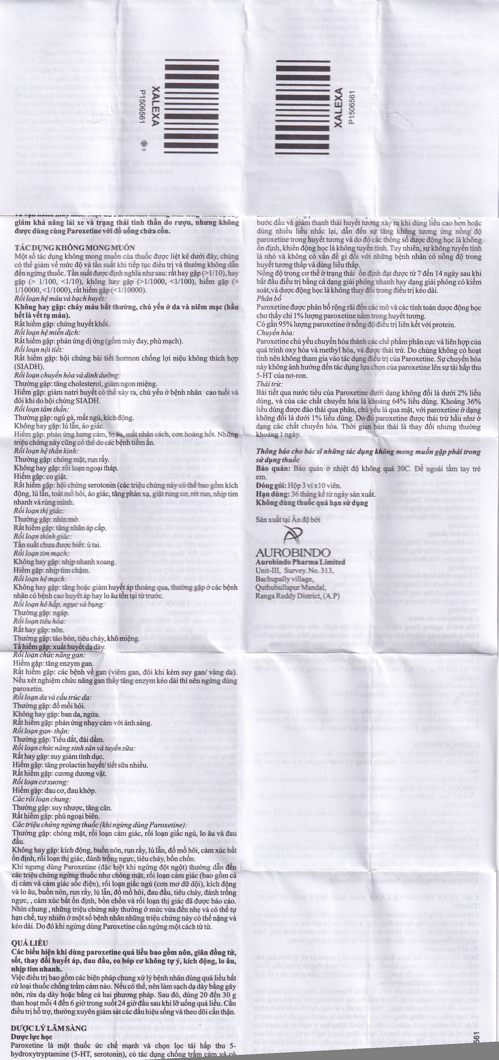 Hình ảnh Thuốc Xalexa 30 Aurobindo điều trị các cơn trầm cảm lớn (3 vỉ x 10 viên) 