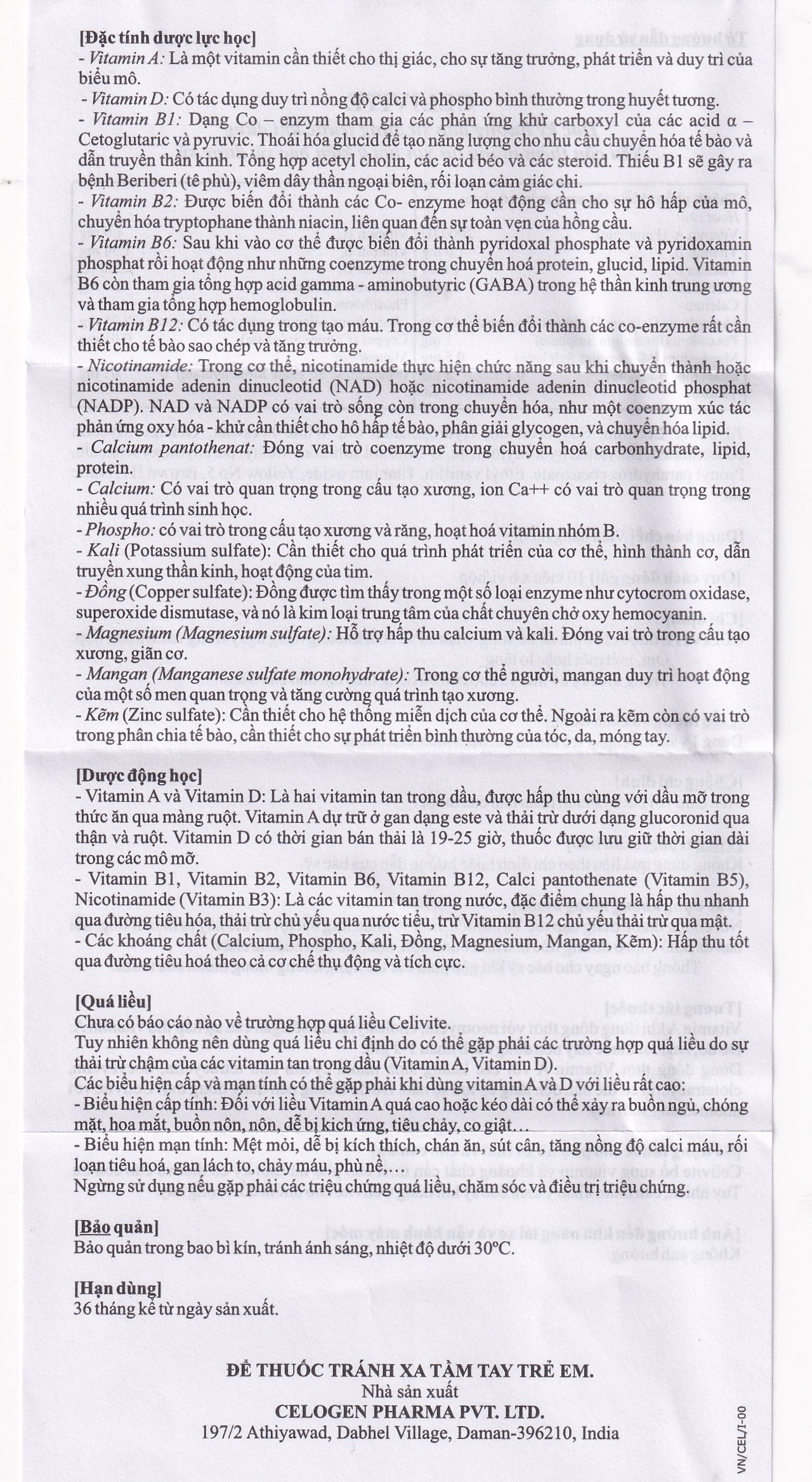 Hình ảnh Thuốc Celivite Celogen Pharma bổ sung vitamin và khoáng chất (6 vỉ x 10 viên)