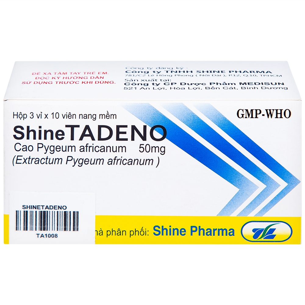 Hình ảnh Thuốc ShineTadeno 50mg Medisun phòng và hỗ trợ điều trị rối loạn đường tiểu (3 vỉ x 10 viên)