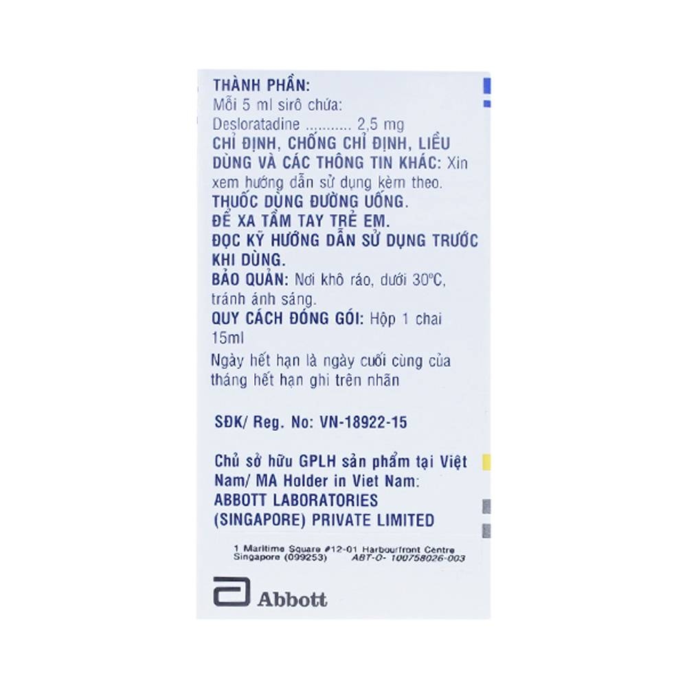 Hình ảnh Syrup Rinofil 2.5mg/5ml Abbott giảm viêm mũi dị ứng (15ml) 
