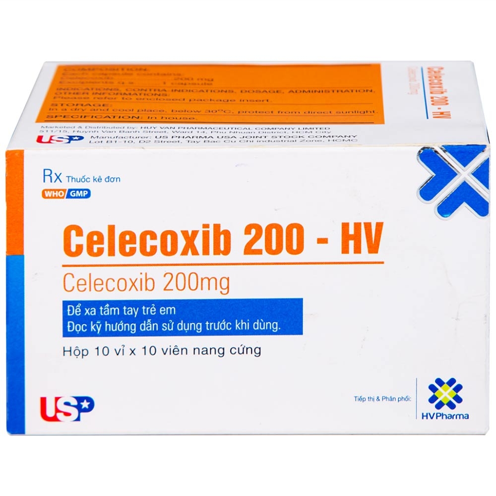 Hình ảnh Thuốc Celecoxib 200 - HV USP điều trị thoái hóa khớp, viêm khớp dạng thấp (10 vỉ x 10 viên)
