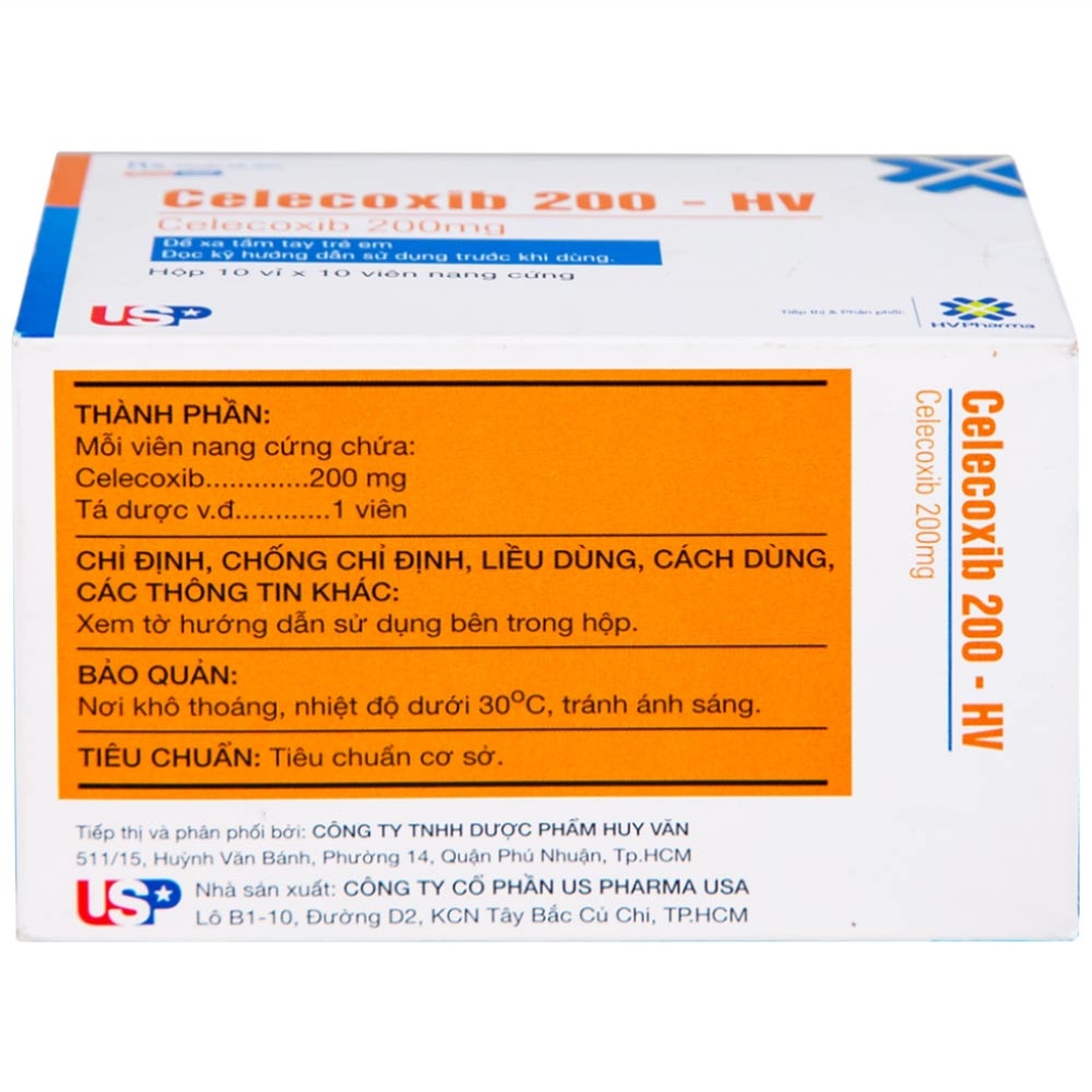Hình ảnh Thuốc Celecoxib 200 - HV USP điều trị thoái hóa khớp, viêm khớp dạng thấp (10 vỉ x 10 viên)