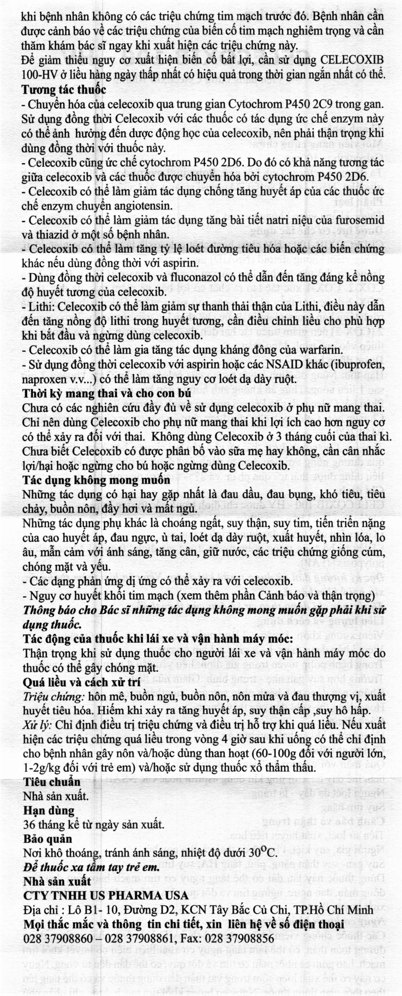 Hình ảnh Thuốc Celecoxib 100 - HV USP giảm đau, hạ sốt, kháng viêm (10 vỉ x 10 viên)