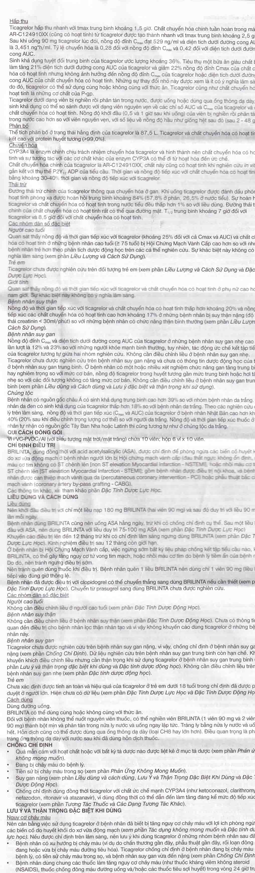 Hình ảnh Thuốc Brilinta AstraZeneca giảm nguy cơ bị lên cơn đau tim , đột quỵ (6 vỉ x 10 viên)