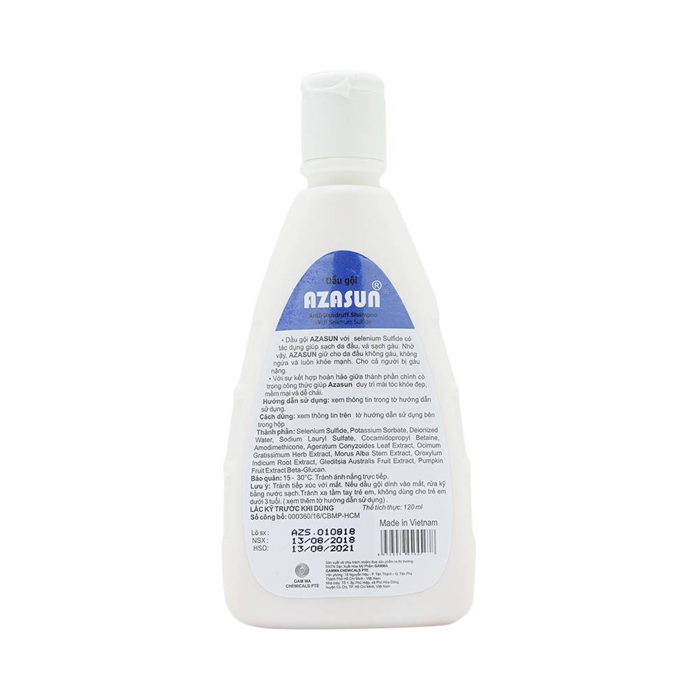 Hình ảnh Dầu gội Azasun Gamma giúp sạch gàu cho da đầu hết ngứa (120ml)