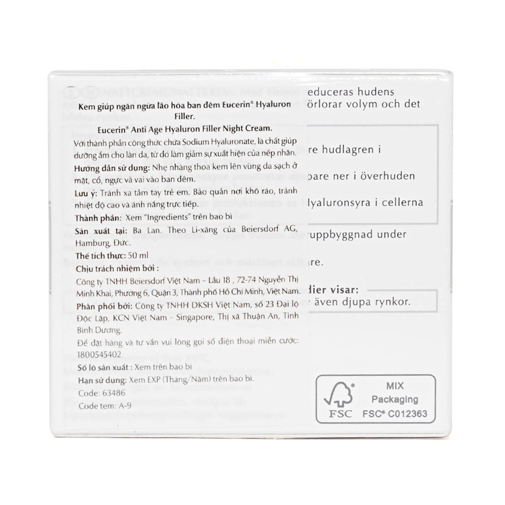 Hình ảnh Kem ngăn ngừa lão hóa ban đêm Eucerin Hyaluron-Filler Night Cream (50ml)