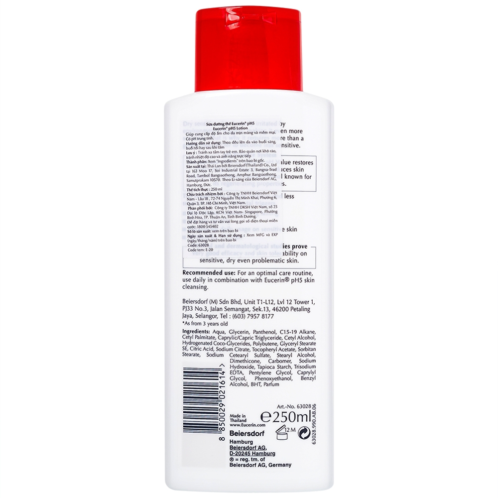 Hình ảnh Sữa dưỡng thể Eucerin pH5 Lotion cung cấp độ ẩm cho da mịn màng và mềm mại (250ml)
