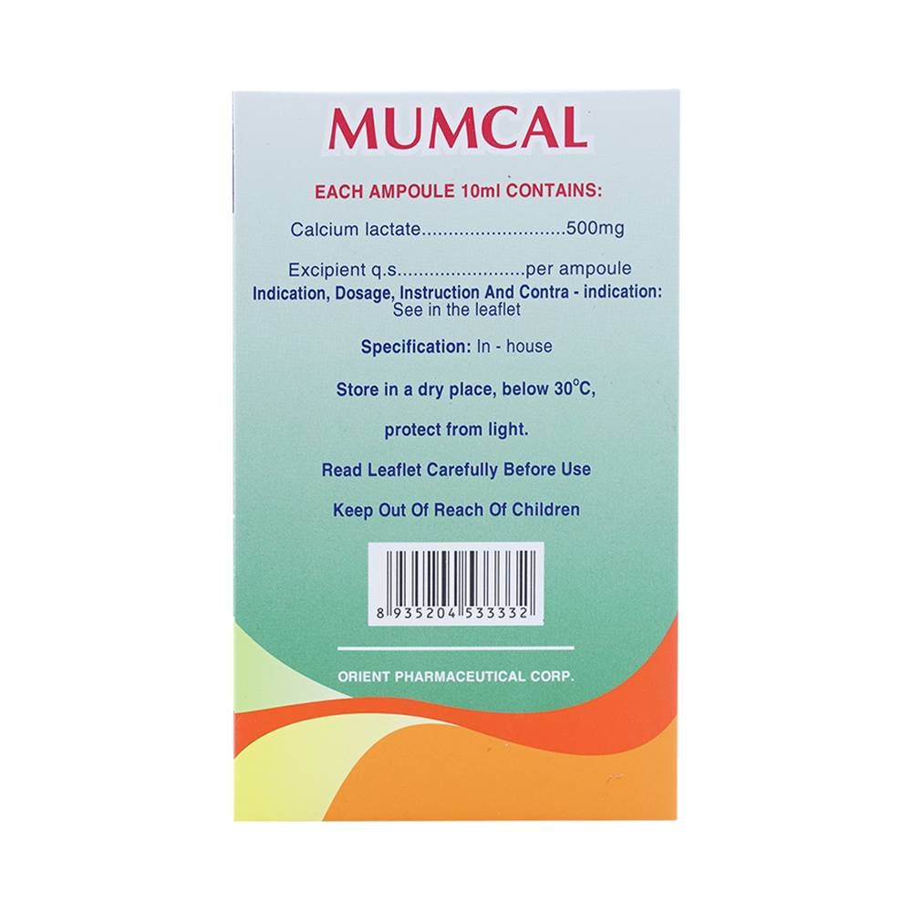 Hình ảnh Dung dịch uống Mumcal 500mg Phương Đông bổ sung Canxi cho phụ nữ mang thai (20 ống x 10ml)