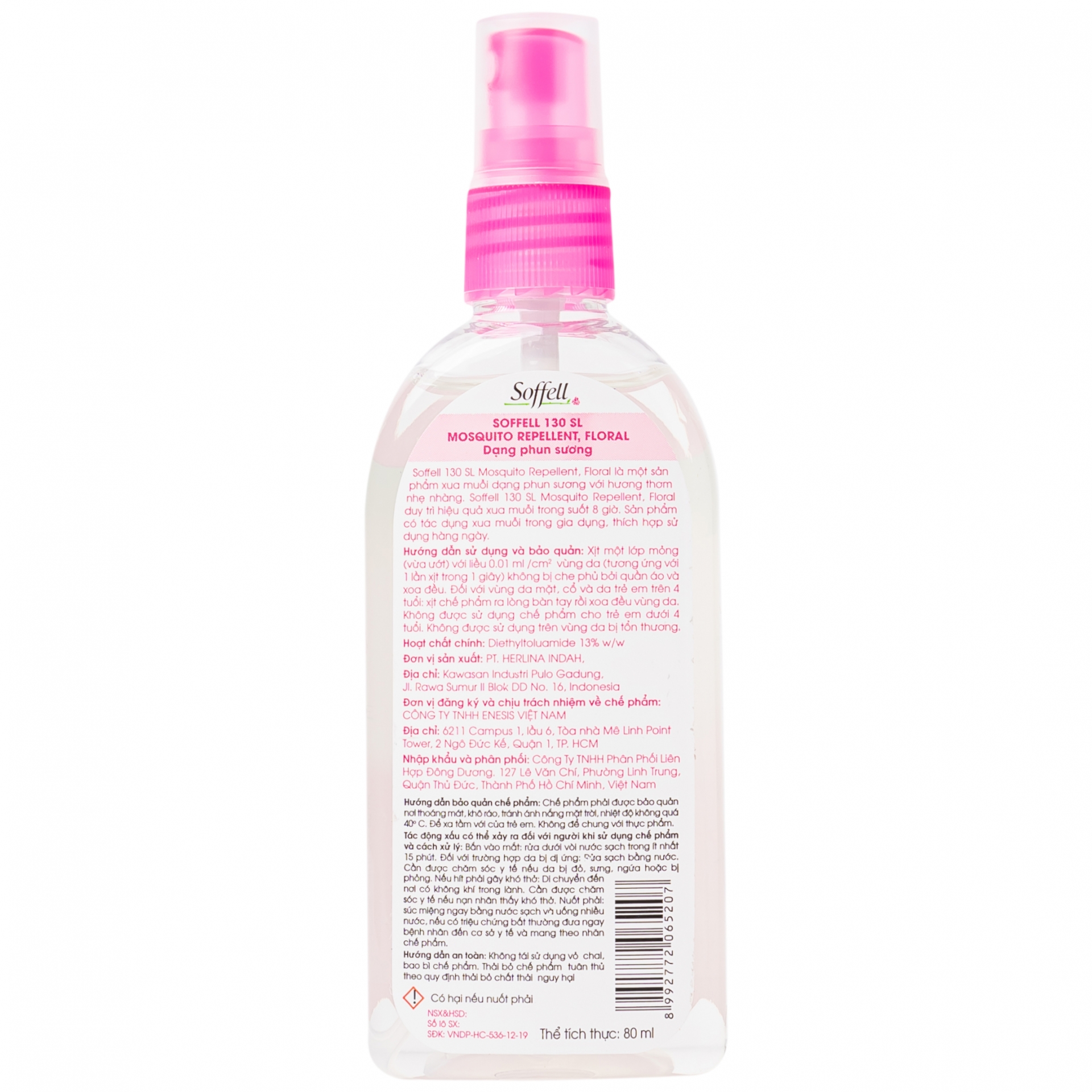 Hình ảnh Xịt xua muỗi Soffell hương hoa giúp chống muỗi trong suốt 8 giờ (80ml)