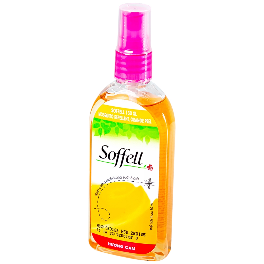 Hình ảnh Xịt xua muỗi Soffell hương cam giúp chống muỗi trong suốt 8 giờ (80ml)