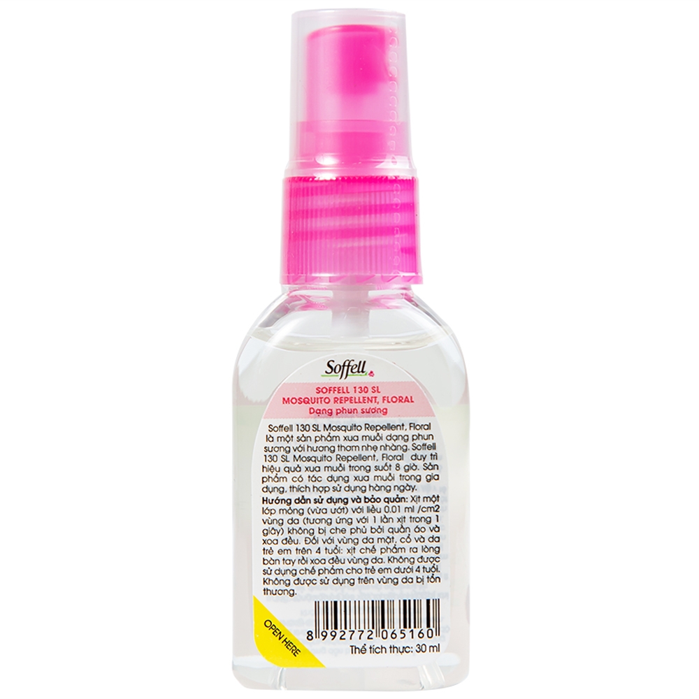 Hình ảnh Xịt xua muỗi Soffell hương hoa giúp chống muỗi trong suốt 8 giờ (30ml)