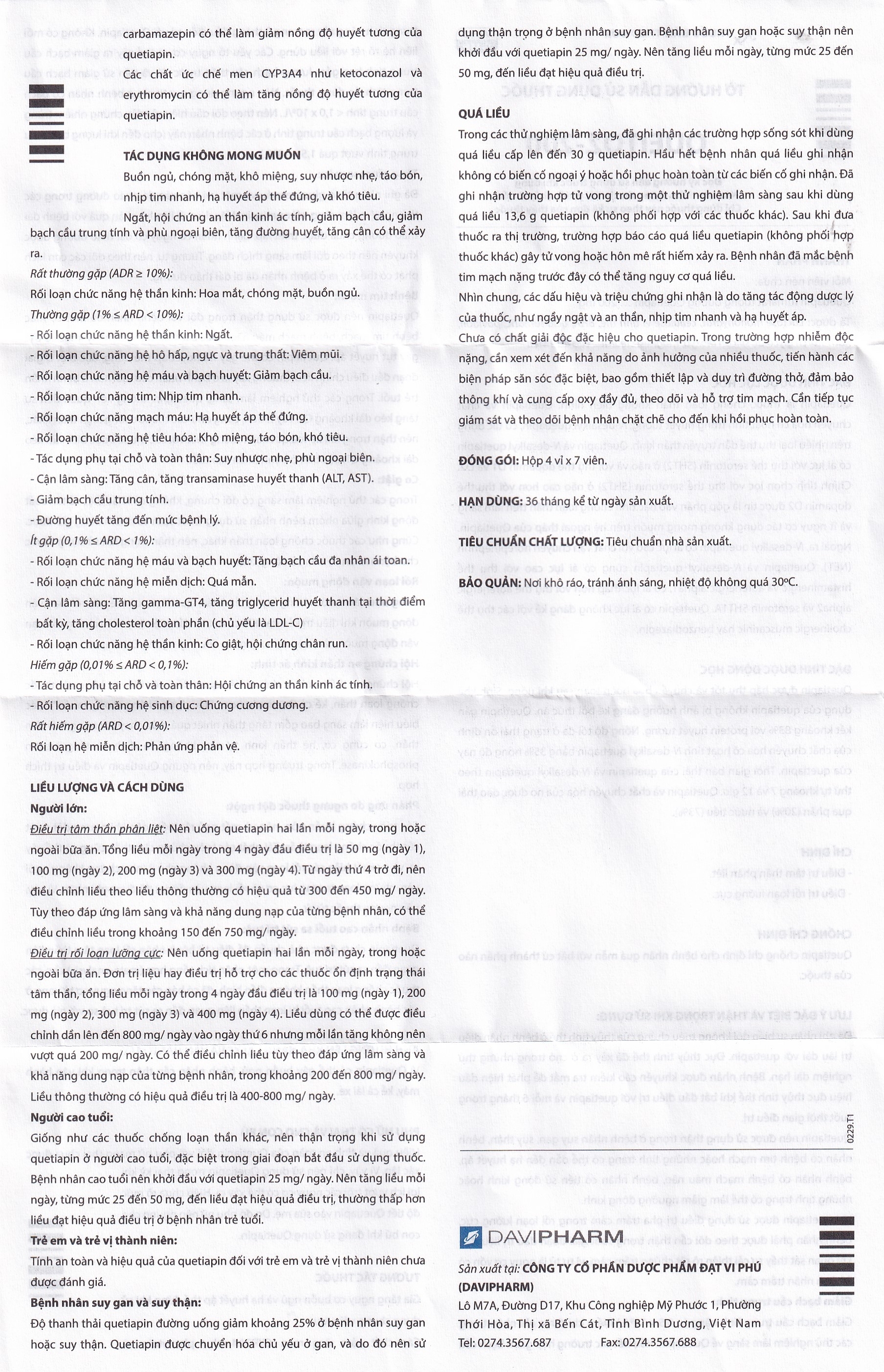 Hình ảnh Thuốc Queitoz-200 Davipharm điều trị tâm thần phân liệt (4 vỉ x 7 viên)
