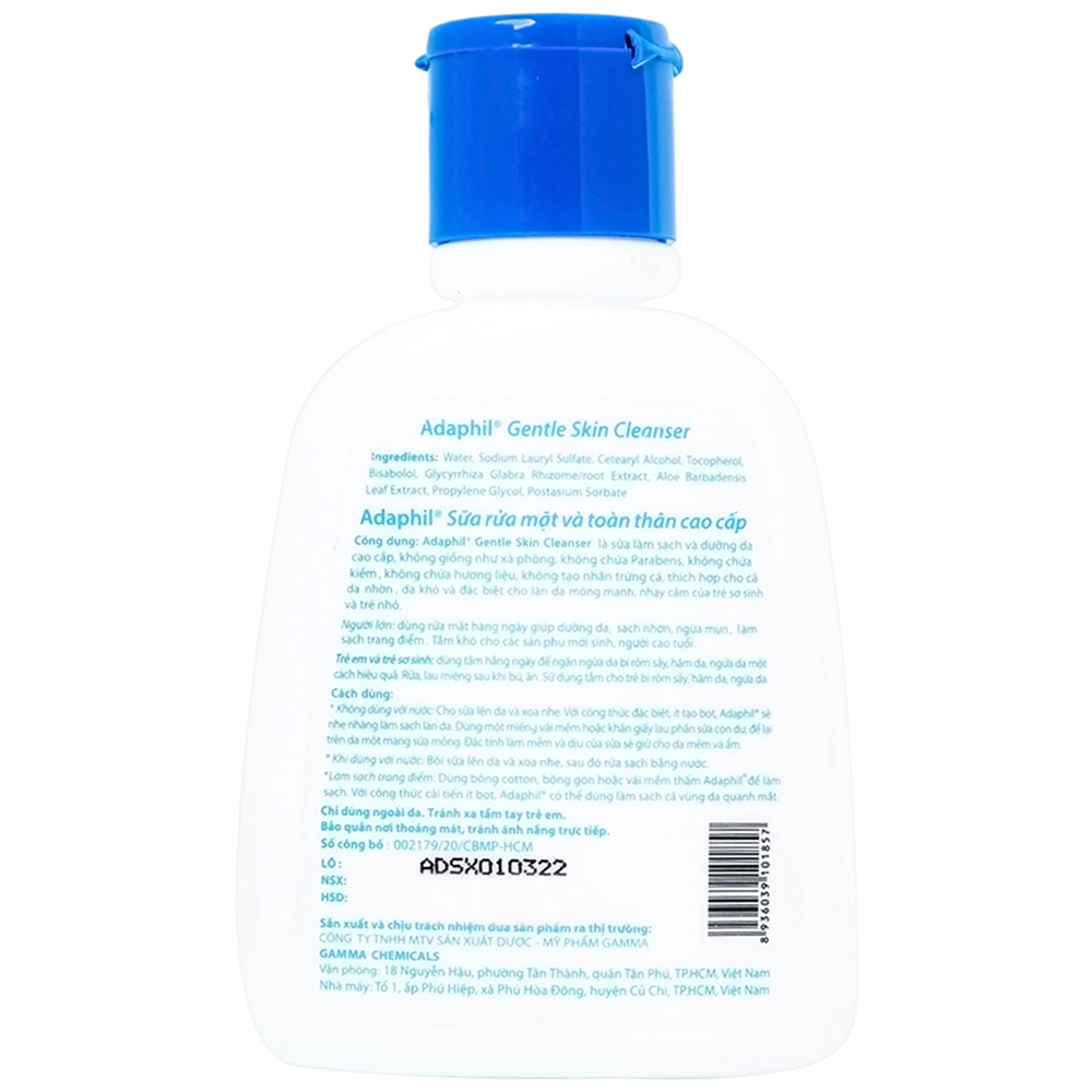 Hình ảnh Sữa rửa mặt và toàn thân cao cấp Adaphil Gentle Skin Cleanser Gamma dành cho mọi loại da (125ml)