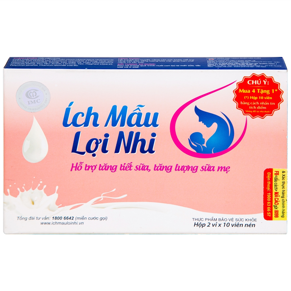 Hình ảnh Viên uống Ích Mẫu Lợi Nhi IMC hỗ trợ tăng tiết sữa, tăng lượng sữa mẹ (2 vỉ x 10 viên)